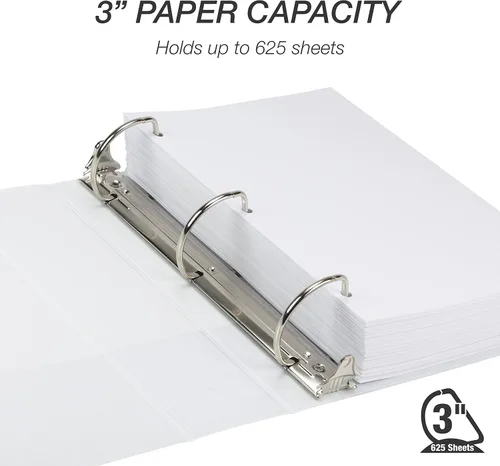 Miniatura 320 de Samsill - Carpeta duradera de 5 pulgadas, fabricada en los Estados Unidos, con anillos en D, transparente y personalizable, color blanco