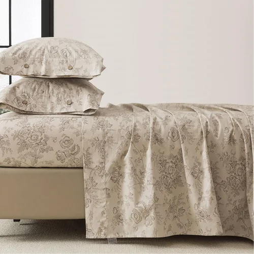 Miniatura 100 de FADFAY Juego de sábanas tamaño King, 100% algodón, elegante ropa de cama de granja con hojas verdes menta y flores blancas, sábana suave