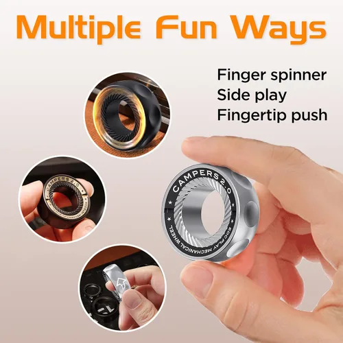 Miniatura 3 de Fidget Spinner para alivio del estrés – Anillo magnético fidget DIY con sonidos atractivos, juguetes de acero inoxidable EDC para adultos y Negro