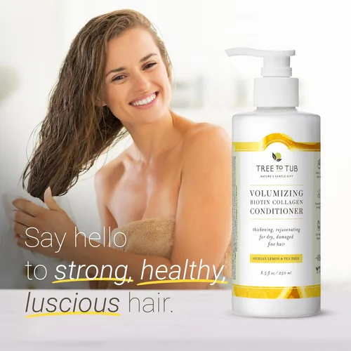 Miniatura 2 de Tree To Tub Acondicionador vegano de biotina y colágeno para cabello seco y dañado, acondicionador voluminizador sin sulfato para engrosamiento