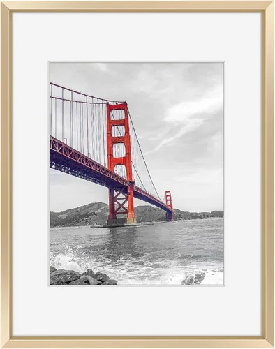 Frametory, Marco de fotos de metal de 11 x 14 pulgadas con paspartú para fotos de 8 x 10 pulgadas y vidrio real, colección de marcos de fotos de