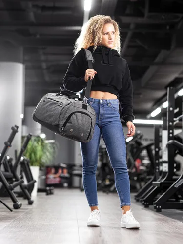Miniatura 5 de Fitgriff Bolsa de gimnasio para hombres y mujeres con compartimento para zapatos y artículos húmedos, bolsa de lona para viajes, deportes, fitness