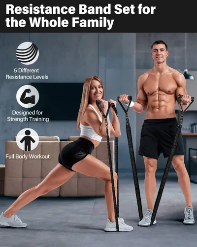 Miniatura 7 de Resistance Bands, Exercise Bands, Resistance Bands for Working Out, Pull Up Assistance Bands, Work Out Bands with Handles for Men and Women Fitness