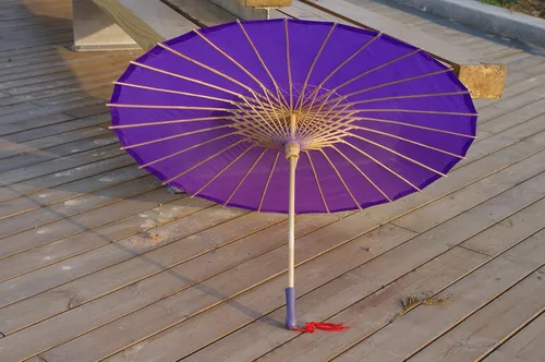 Miniatura 34 de Parasol de tela de bambú liso, ideal para recuerdos de fiesta de boda (fucsia)