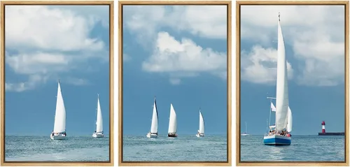 Miniatura 47 de wall26 Lienzo enmarcado para pared, juego de arte exótico tropical, océano, mar, avión, puesta de sol, transporte, fotografía, realismo, decorativo