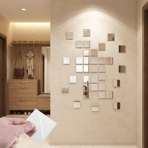 Miniatura 6 de Jetec 25 piezas de espejo cuadrado acrílico de tamaño mini adhesivo pequeño espejo cuadrado azulejos para manualidades y proyectos de bricolaje