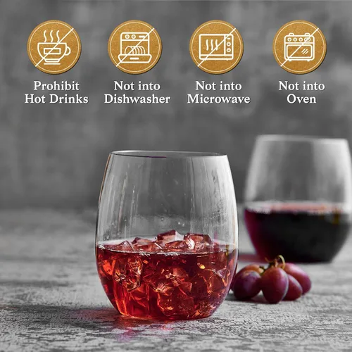 Miniatura 5 de FOCUSLINE Paquete de 32 copas de vino de plástico sin tallo, vasos de vino desechables transparentes de 12 onzas, copas de vino de plástico