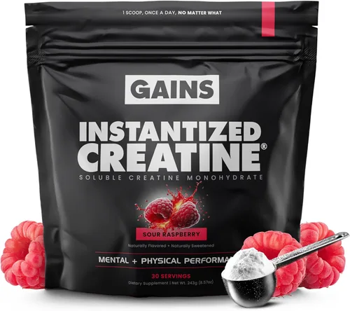 Miniatura 10 de Gains in Bulk Monohidrato de Creatina Instantánea para Mujeres y Hombres, Polvo de Creatina Soluble, Apoya la Construcción Muscular, Fuerza