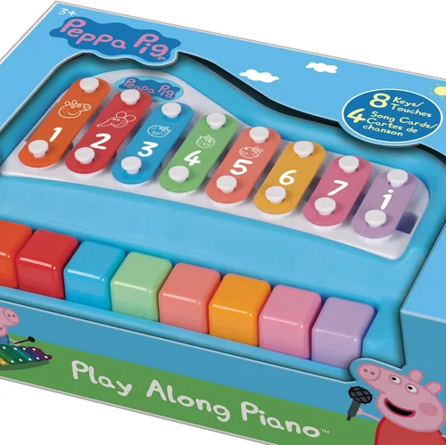 Miniatura 6 de Peppa Pig: Piano Play Along - Paino y xilófono 2 en 1, 8 notas y llaves, incluye: 4 tarjetas de canciones y 2 mazos, juguetes educativos de música