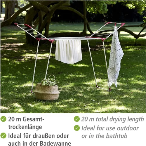 Miniatura 3 de Wenko Secador de ropa 42.7 ft Summer Dry-42.7 ft Longitud de secado, metal, blanco, 18.1 x 60.2 x 29.9 in