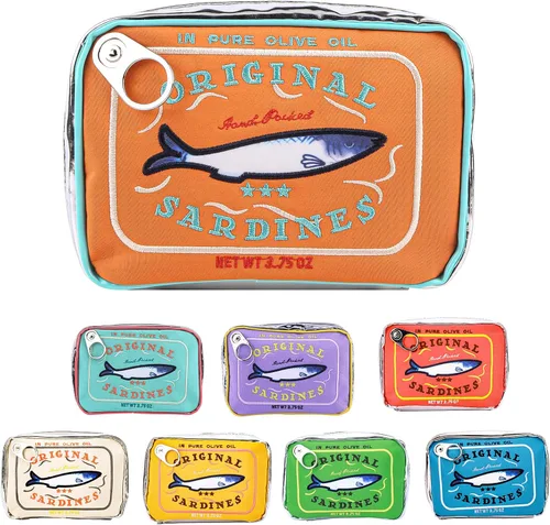 Miniatura 13 de Bolsa de maquillaje de sardinas enlatadas, bolsa de aseo estilo sardinas enlatadas, bonita bolsa de viaje, bolsa de maquillaje creativa y bonita