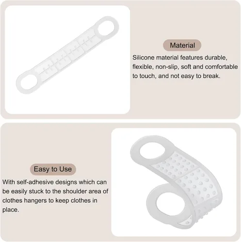 Miniatura 4 de uxcell 24 tiras adhesivas de silicona antideslizantes para colgar ropa para perchas de madera y plástico, lechoso (4.65 x 0.79 pulgadas)
