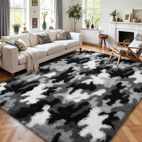 Miniatura 17 de AROGAN Alfombras de área suaves de arco iris para habitación de niñas de 6x9 pies, alfombras esponjosas de dormitorio para niñas, alfombra
