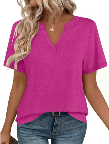 Miniatura 28 de Zeagoo Camisetas de manga corta con cuello en V para mujer, bonitas, elegantes, casuales, para negocios, trabajo, blusa