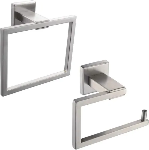 GERZ JG1956-2LS - Juego de accesorios de baño de acero inoxidable cepillado SUS304, juego de ducha de baño de 2 piezas (soporte de papel higiénico