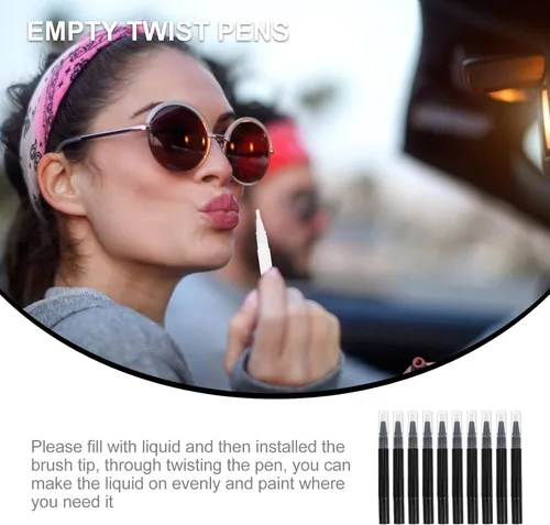 Miniatura 7 de FOMIYES Pluma vacía de aceite de uñas para cutículas: 10 unids Clear Twist Pens Cosmetic Lip Gloss Container con punta de pincel para suministros