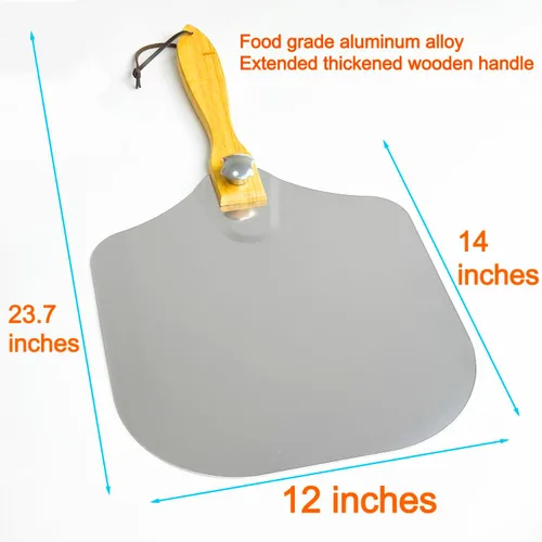 Miniatura 7 de KLAQQED Pala de pizza de 12 x 14 pulgadas, espátula de pizza con mango de madera plegable, herramientas de aluminio para hacer accesorios