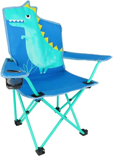 Miniatura 3 de KABOER Silla plegable para césped y camping para niños con portavasos y bolsa de transporte, sillas de camping para niños Dinosaurio