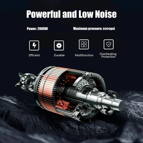 Miniatura 2 de Goplus Lavadora a presión eléctrica de 3000 PSI, lavadora portátil de alta potencia con 5 boquillas, carrete de manguera, botella de jabón, 2 GPM