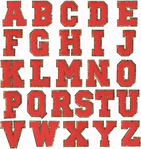 Miniatura 13 de 4 PCS Parches de Letras de Felpilla Negra, Letras Bordadas por Transferencia de Calor, Parches con Purpurina, Parches de Letras Universitarias
