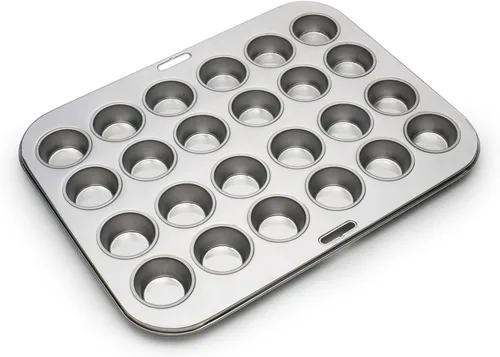 Miniatura 2 de Fox Run Mini molde para magdalenas, 24 tazas, de acero inoxidable, para 12 tazas, para magdalenas y magdalenas, 10.5 x 13.75 x 1.25 pulgadas