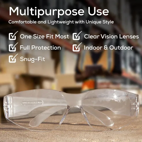 Miniatura 8 de BISON LIFE - Lentes de seguridad con protección envolvente resistente a arañazos, lente de policarbonato resistente a impactos ANSI Z87.1