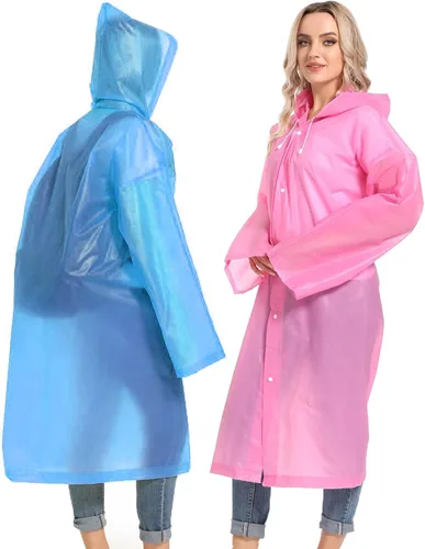 Miniatura 36 de 2 abrigos de lluvia de Borogo para adultos, chaquetas de lluvia reutilizables para hombres y mujeres