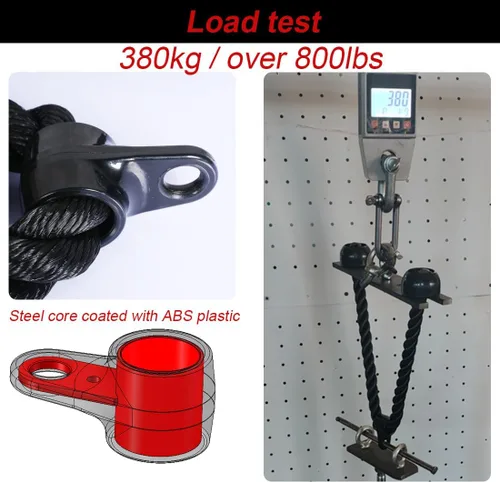 Miniatura 2 de Tricep Rope 27 & 36 inches 2 Colors Fitness Attachment Cable Machine Pulldown Heavy Duty Coated Nylon Rope with Solid Rubber Ends Negro-36