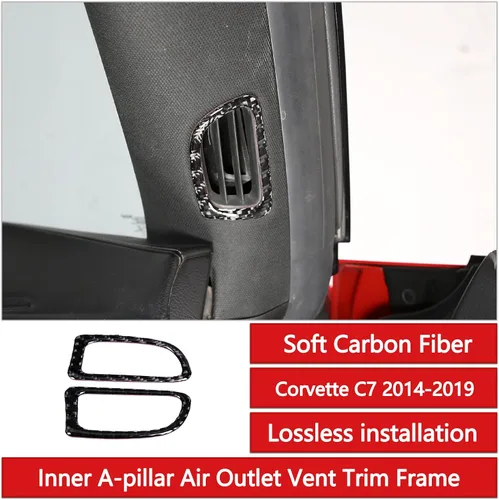 Miniatura 2 de Sekhyna Marco de salida de aire para puerta interior de un pilar compatible con Corvette C7 Stingray 2014-2019 fibra de carbono suave, 2 piezas