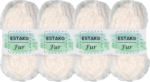 Miniatura 13 de Estako Piel 100% poliéster, suave, súper grueso, esponjoso, pelo sintético, hilo de tejer y ganchillo, 3.52 oz (100gr) 71 yardas (213.3 ft)