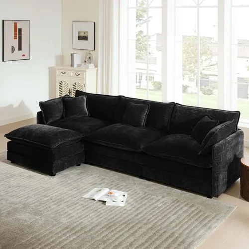 Miniatura 19 de GNIXUU 76" Modular Sectional Sofa, Beige Loveseat Sofa Cloud 2 Seater Couch, Comfy Chenille Love Seats 25" Deep Seat with 2 Pillows for Small Spaces