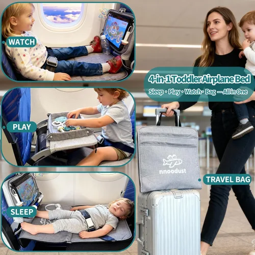 Miniatura 2 de Cama de avión para niños pequeños con cubierta de bandeja que se puede convertir en bolsa, extensor de asiento de avión para niños, cama de avión