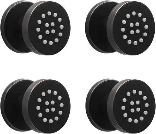 Miniatura 27 de HOMEDEC Cabezal de ducha redondo de latón de 2 pulgadas, para masaje, spa, soporte de pared, 4 piezas, negro mate