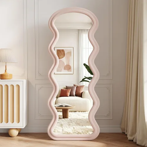 Miniatura 13 de Koonmi - Espejo arqueado de 71 x 32 pulgadas, espejo de longitud completa, espejo de cuerpo completo que se coloca libremente, espejo de piso