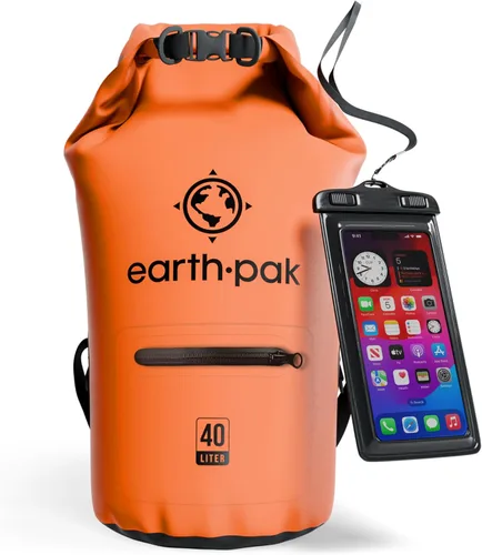 Miniatura 7 de Earth Pak Bolsa seca impermeable con bolsillo con cremallera, mochila impermeable para mantener el equipo seco Amarillo