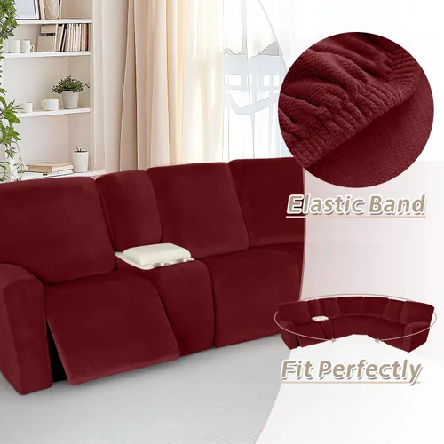 Miniatura 276 de Arfntevss Fundas de sofá seccional reclinable de terciopelo, Funda de sofá seccional de esquina para sofá reclinable, Funda elástica suave