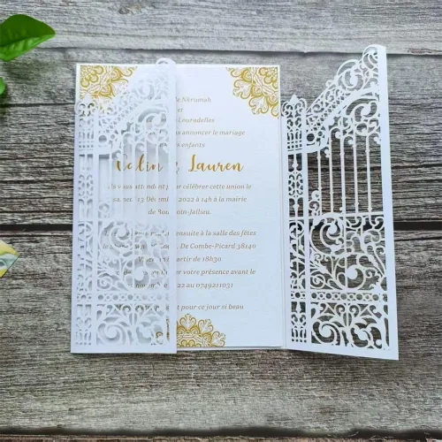 Miniatura 7 de MillaSaw Black Gate - Tarjeta de invitación cortada con láser para boda, compromiso, sirena, fiesta de cumpleaños, 25