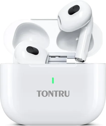 Auriculares inalámbricos, auriculares Bluetooth 5.3, semi-intraurales con cancelación de ruido AI, tiempo de reproducción de 24 horas, ajuste Blanco