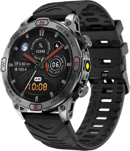 Reloj inteligente para exteriores, responder llamadas, notificación de mensajes, reloj inteligente militar, compatible con iPhone, Android, linterna