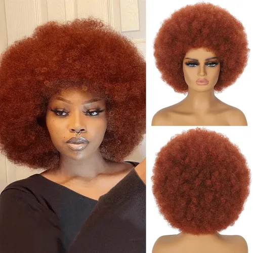 Miniatura 11 de Pelucas Afro para Mujeres Negras Pelucas Afro Rizadas de los 70s Suaves de Aspecto Natural Esponjosas y Saltarinas Pelucas Afro Negras Cabello
