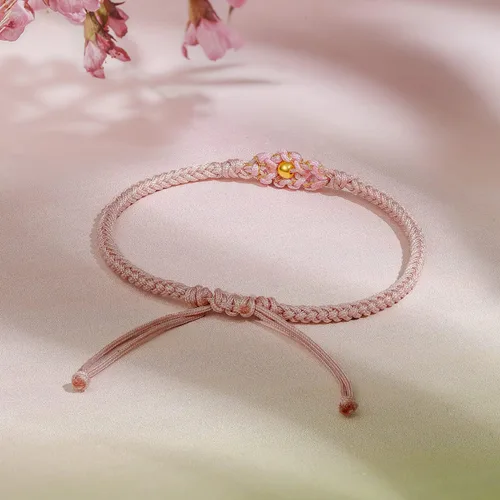 Miniatura 5 de 24K Gold Bracelet for Women Flower Charm Bracelets Adjustable Chain Dainty Braided Link Lucky Beads Stackable Rope Bangle Trendy Colorful Cuff Cute
