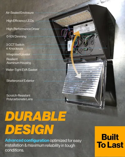 Miniatura 3 de Sunco - Paquete de 3 unidades de 60 W LED de pared para exteriores, industrial, regulable, impermeable, grado comercial, almacén de seguridad súper