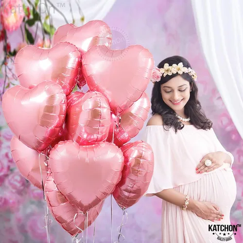 Miniatura 6 de KatchOn, Globos de corazón rosa claro, enormes, paquete de 18 Decoración de globos de labios rojos, decoración de San Valentín Globo de papel