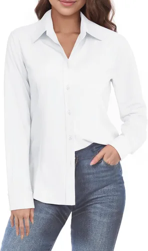 Miniatura 7 de Lunira - Camisas de manga larga con botones para mujer, prendas de vestir formales de trabajo, tops clásicos de oficina para mujer