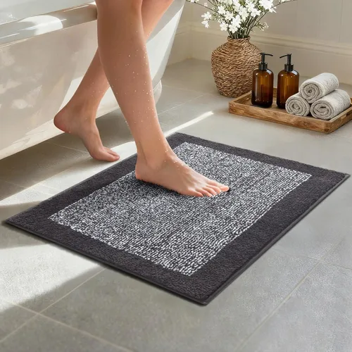 Miniatura 59 de Alfombras de baño de 17 x 24 pulgadas, antideslizantes, lavables, color gris, para bañera, tapete de baño para baño, tapete suave y absorbente