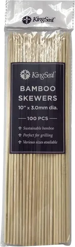 KingSeal - 1600 pinchos de madera de bambú natural para parrilla, 10 pulgadas x 0.118 in de diámetro, para shish keabs, barbacoa y arreglos de