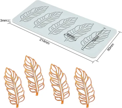 Miniatura 4 de Molde de silicona con hojas de árbol huecas, pteridófito, molde para fondant de caramelo de chocolate, molde de silicona de loto 3D, molde