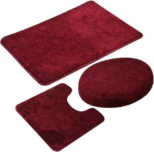 Miniatura 10 de MIFXIN Juego de 3 tapetes de baño antideslizantes suaves, tapetes rectangulares para el suelo + tapete de inodoro en forma de U + cubierta para tapa