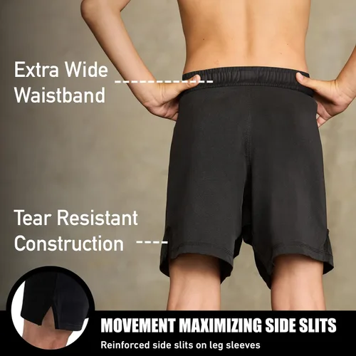 Miniatura 3 de Elite Sports Pantalones cortos de entrenamiento para niños MMA BJJ No GI UFC, pantalones cortos deportivos para niños y niñas, pantalones cortos