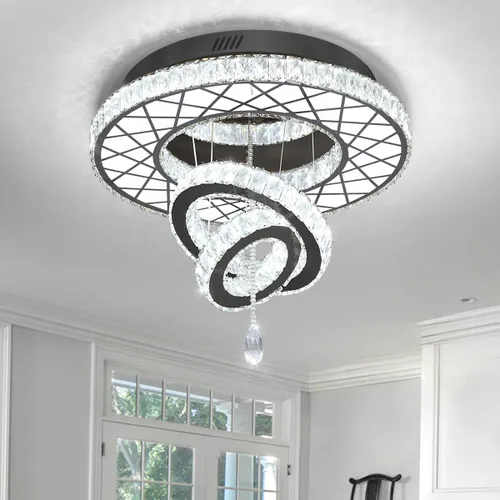 Miniatura 44 de HAIXIANG Candelabro de techo alto de 118 pulgadas, colgantes lineales de cristal, regulables remotos, techos inclinados compatibles, negro mate